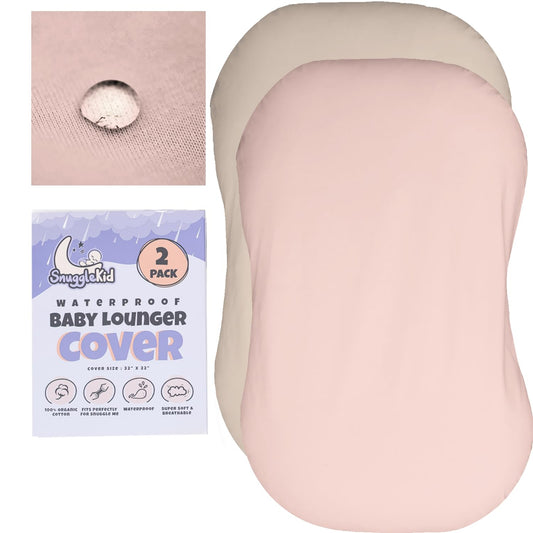 Waterproof Organic Cotton Baby Lounger Covers - Keep Baby Comfy & Clean - 2-Pack
