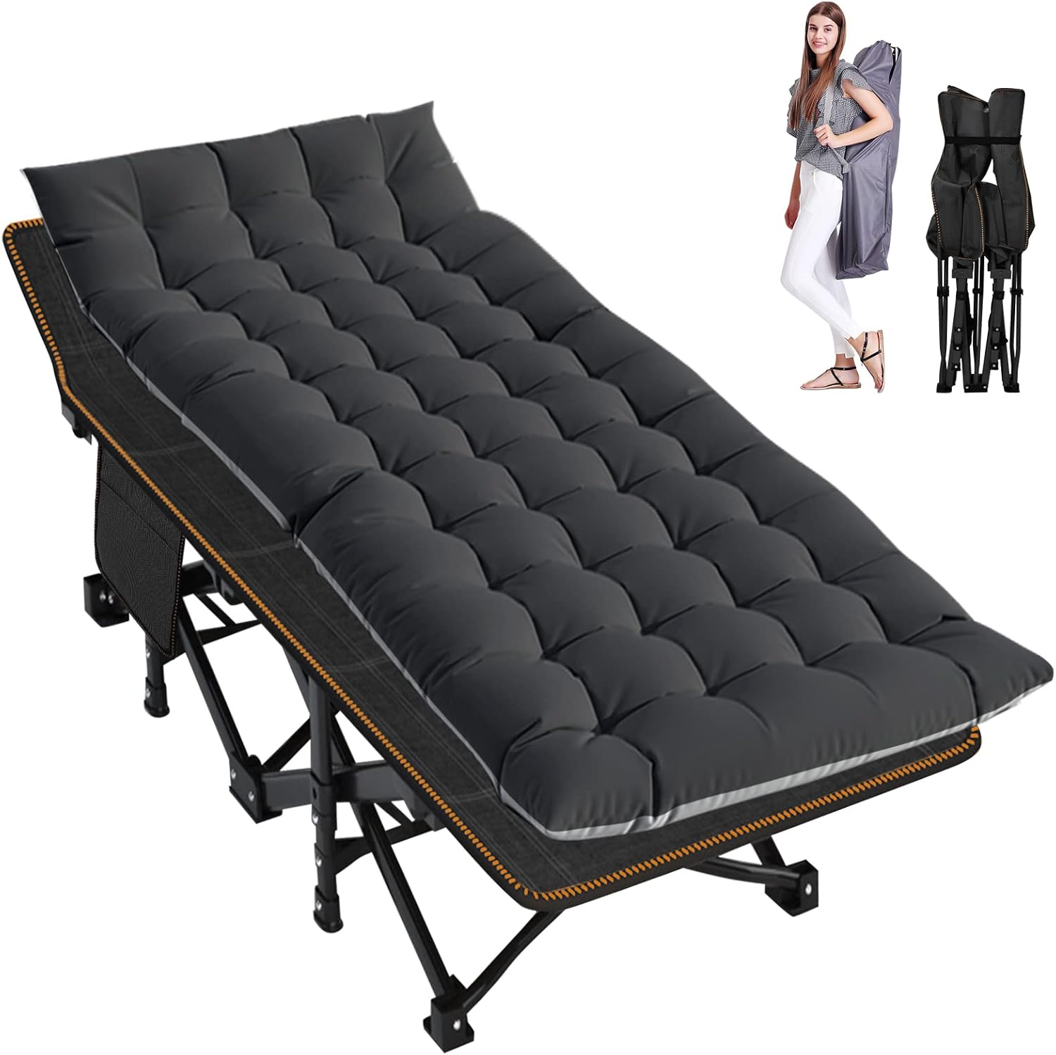 Folding Camping Cot for Outdoor and Indoor Use, Extra Wide