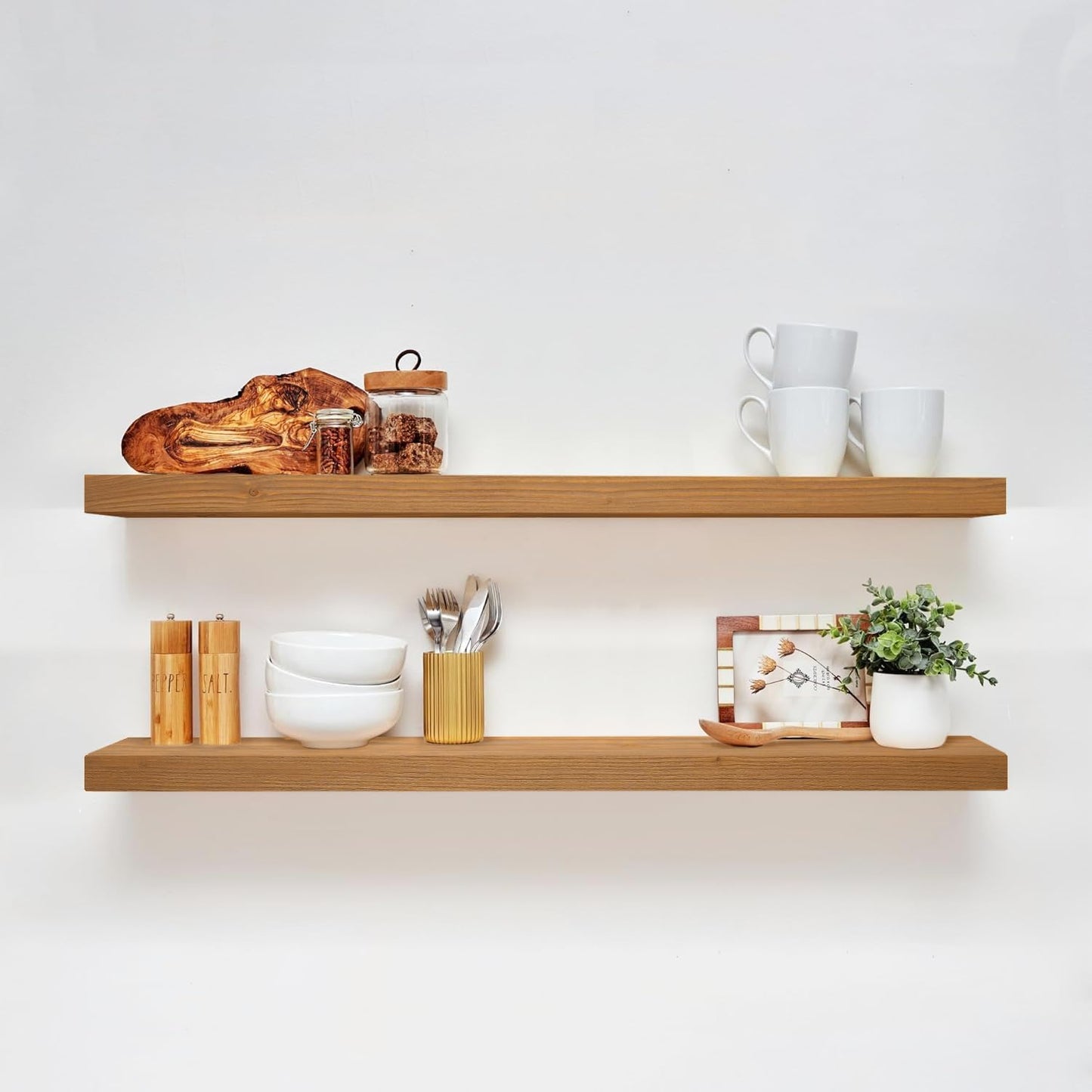 42in Golden Oak Floating Shelves for Wall Mounted Decor