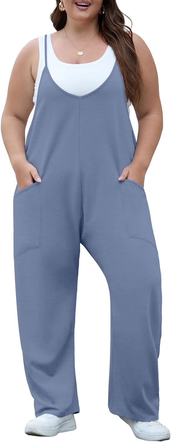 Plus Size Jumpsuit for Women - Adjustable Strap Overalls