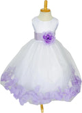 Rose Petal White Tulle Satin Flower Girl Gown - Full (Style YDSQ)