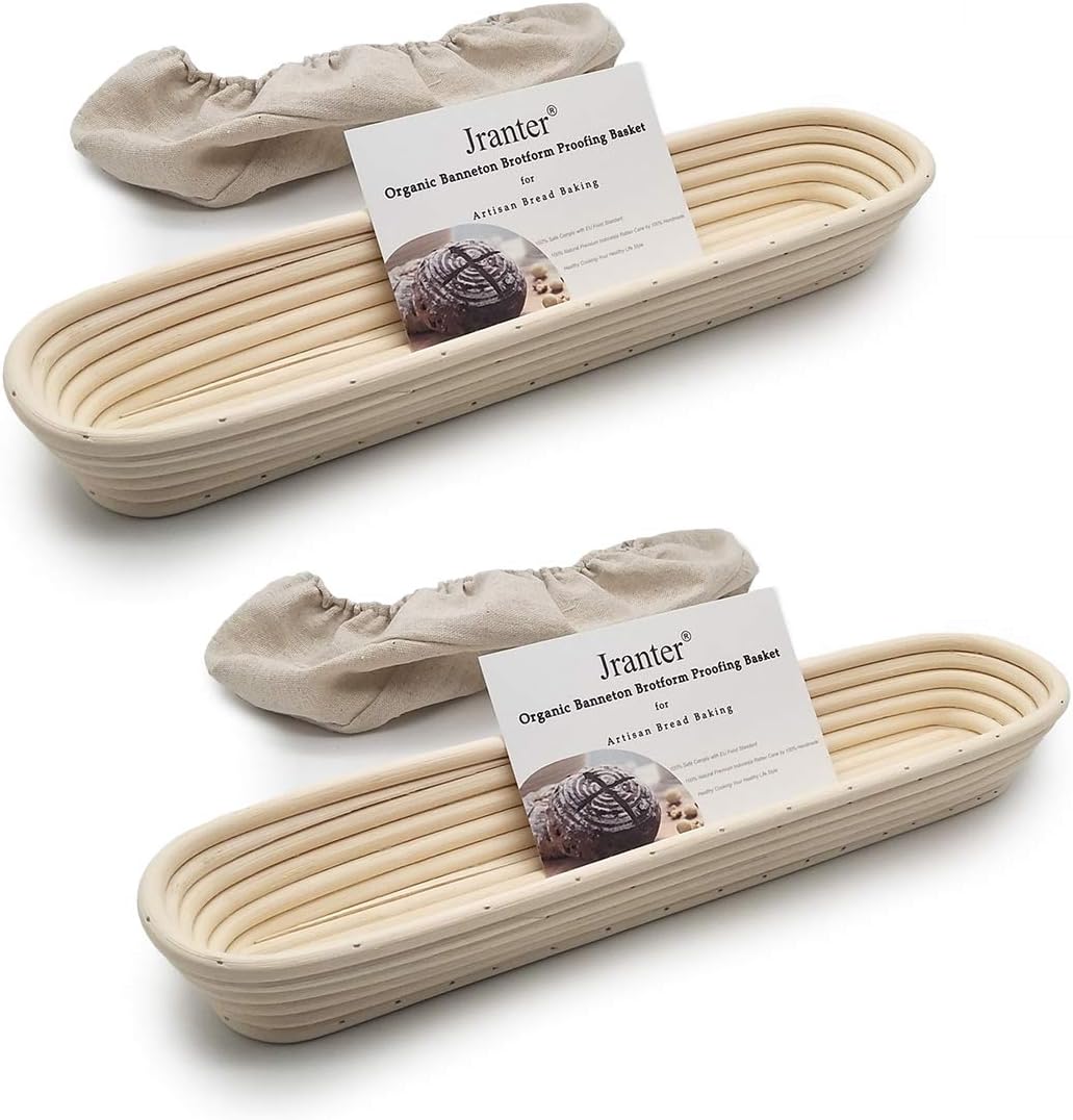 15 inches Baguette Banneton Bread Proofing Basket Set 2 Pack