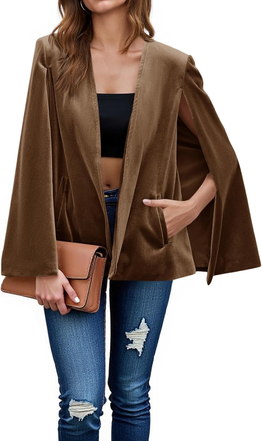 Cicy Bell Women's Velvet Cape Blazer for Chic Style and Comfort