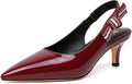 RIBONGZ Slingback Kitten Heel Pumps - Comfortable Dress Heels