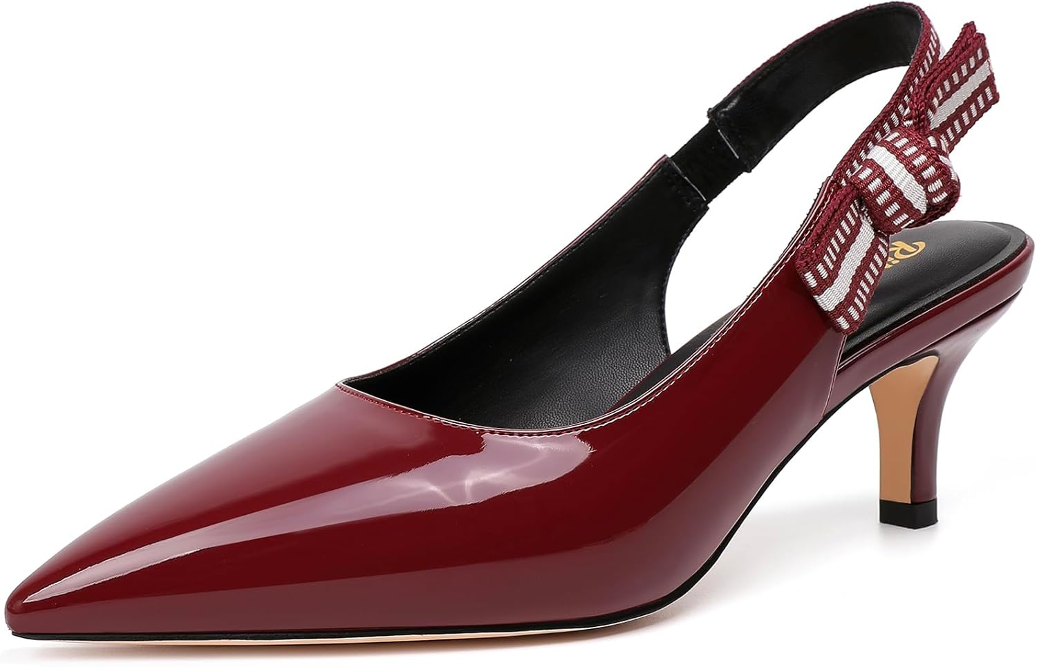 Elegant Burgundy Kitten Heels for Women - Stylish Slingback Pumps