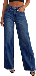 Zimbaplatinum Wide Leg Jeans for Women - High Waist Raw Hem Fit