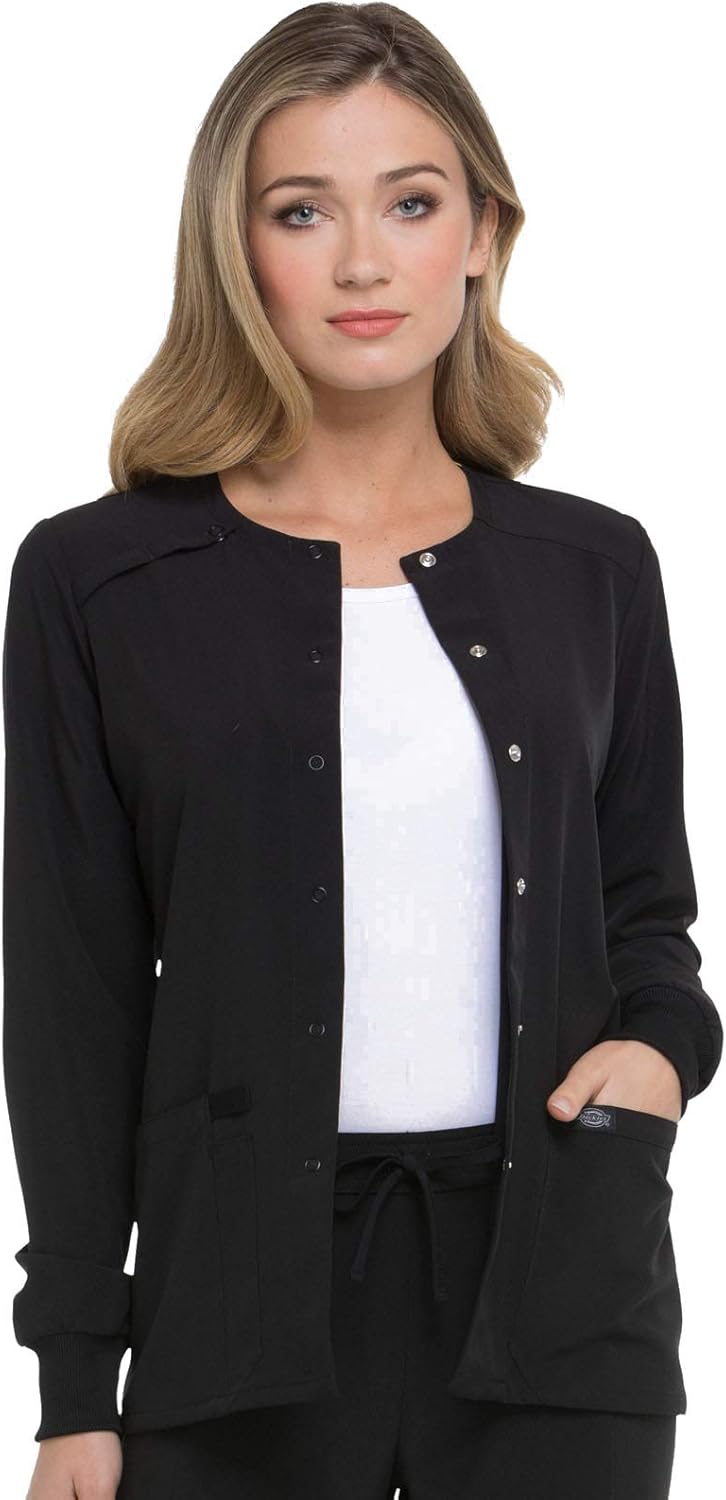 Dickies Scrub Jackets For Women - Snap Front Warm-up Jacket