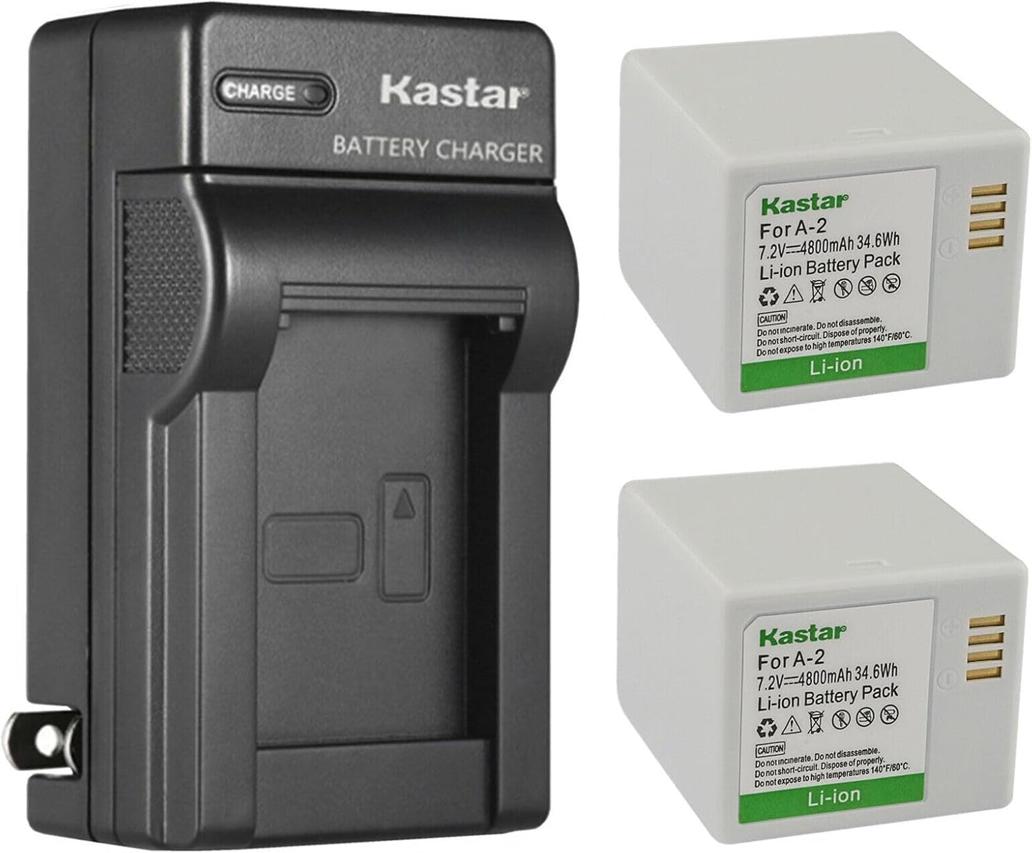 Kastar 2-Pack Battery and AC Wall Charger for Arlo Security