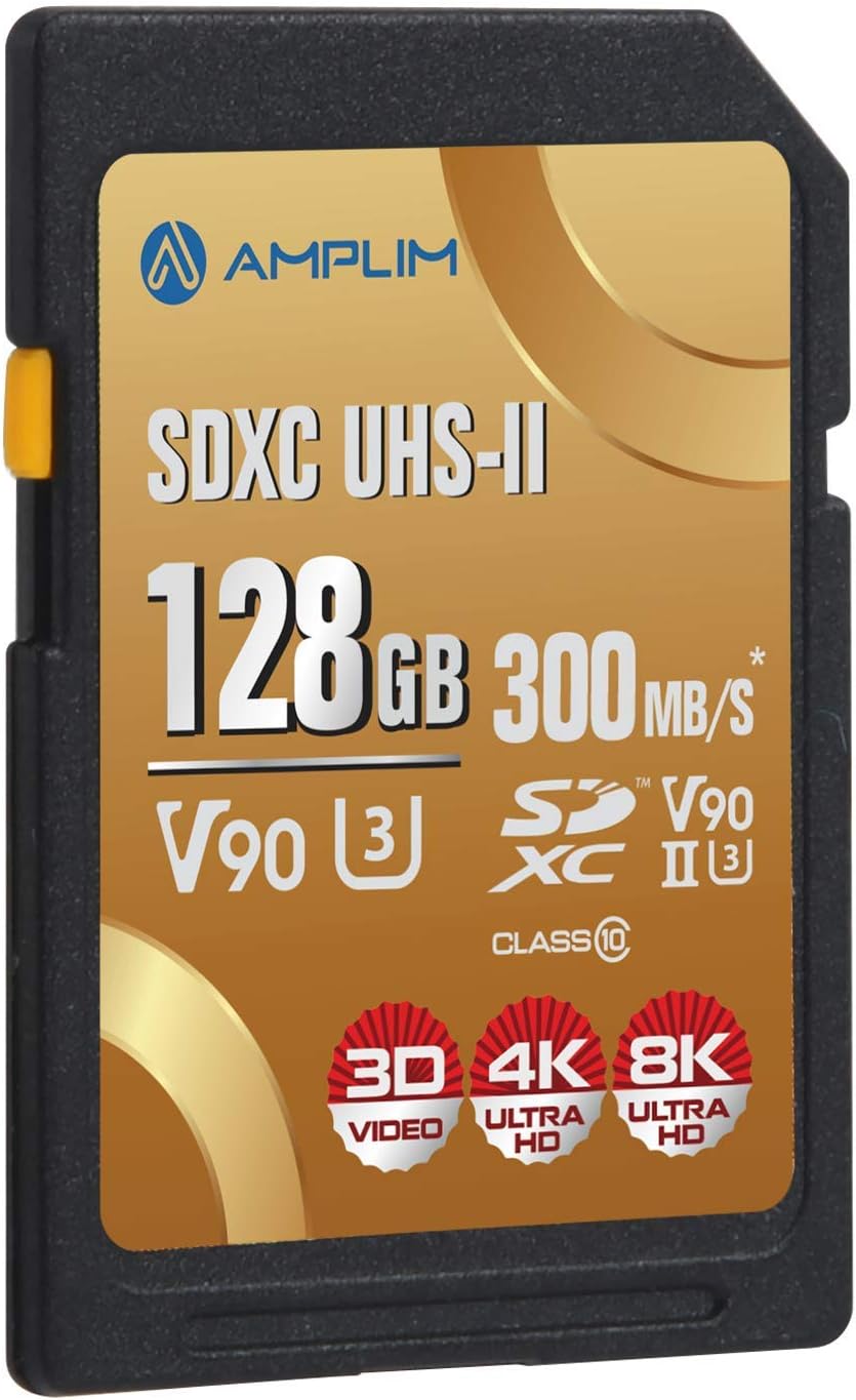 Amplim 128GB V90 UHS-II SD Card for Professional Photography