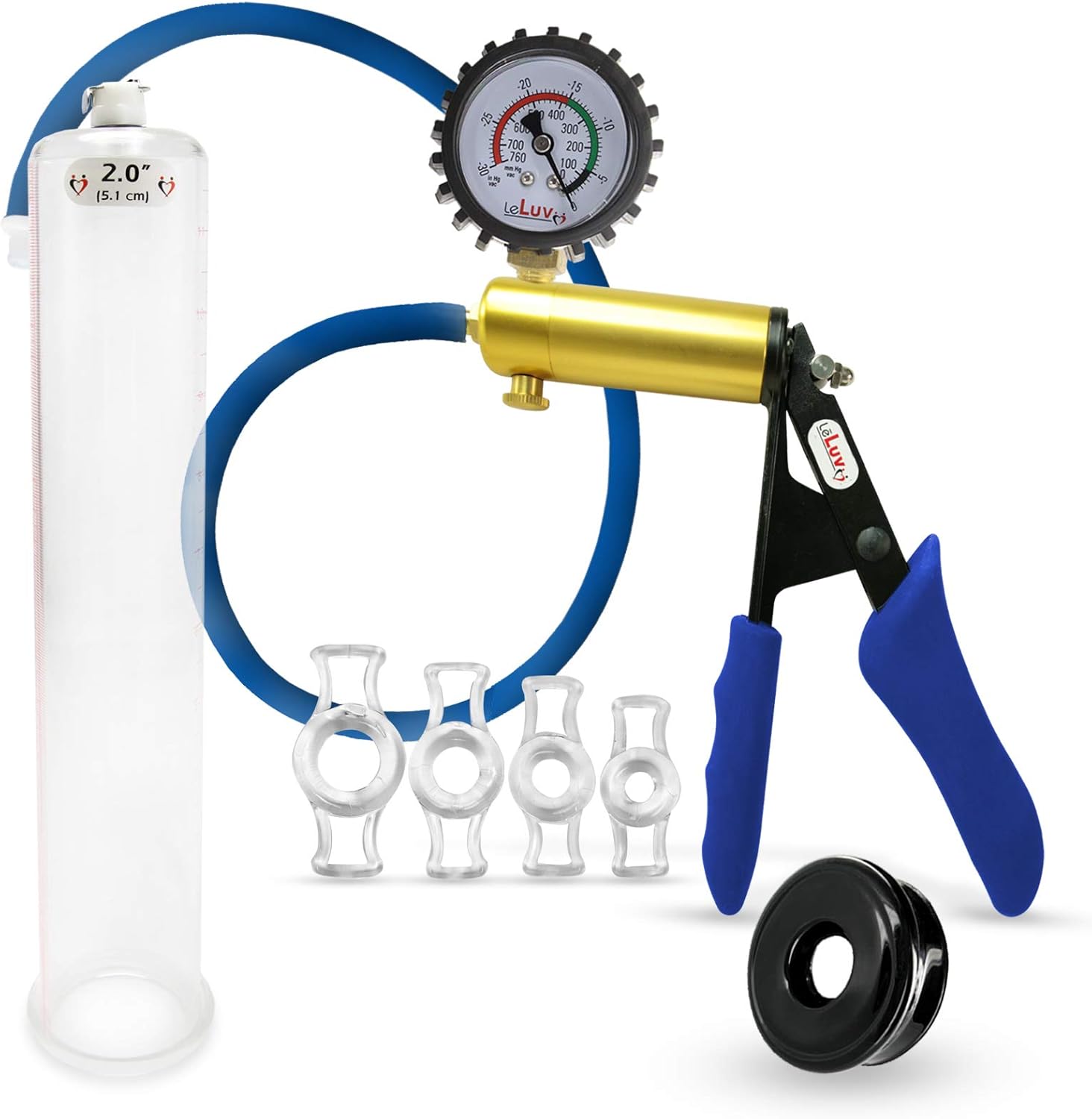 LeLuv Ultima Penis Pump with Brass Handle and Silicone Grips