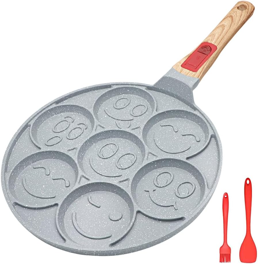 Smiley Face Mini Pancake Maker - Nonstick & Fun!
