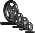 105lb Olympic Rubber Grip Plates Set - 2 in Barbell Plates for Home