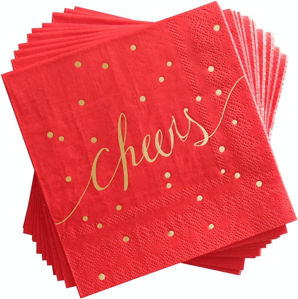 Decorative Love Red Cocktail Napkins - Pack Of 100