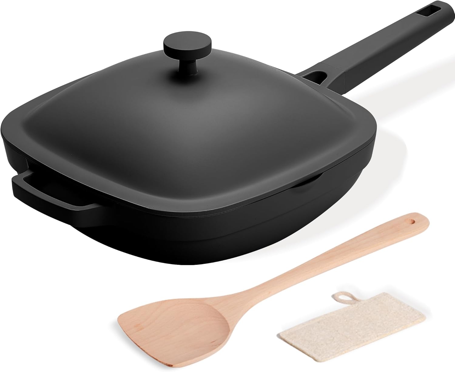 10.5 Inch Ceramic Pan with Lid - Non Stick Frying Pan