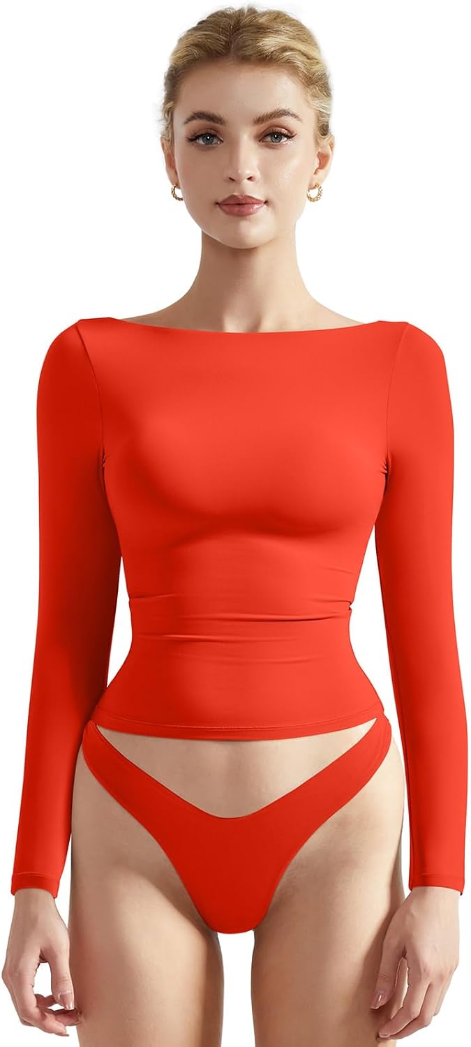 SUUKSESS Women Crew Neck Long Sleeve Crop Top for Stylish Comfort