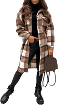 Women Fall Flannel Plaid Shacket Jacket Oversized Button Down - Cozy