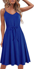Women's Casual Summer Cotton A Line Dress - Adjustable Waist