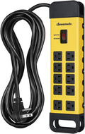 10-Outlet Metal Surge Protector Power Strip with 15ft Cord - Heavy