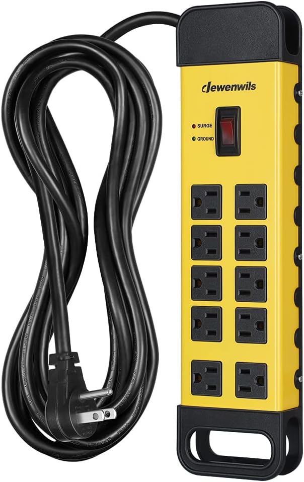 DEWENWILS 10-Outlet Heavy Duty Power Strip ~ Surge Protection, 15ft Cord