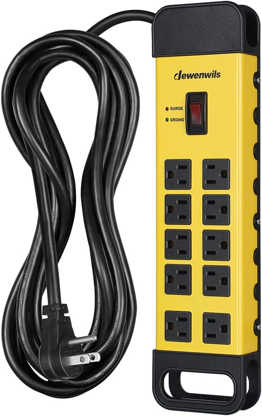 DEWENWILS 10-Outlet Heavy Duty Power Strip ~ Surge Protection, 15ft Cord