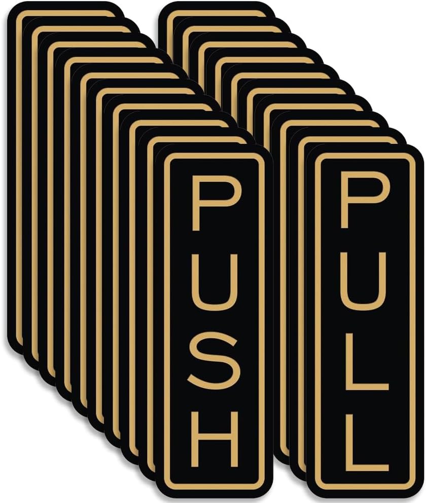 Classic Vertical Push Pull Door Signs for Glass Doors - 10 Pack