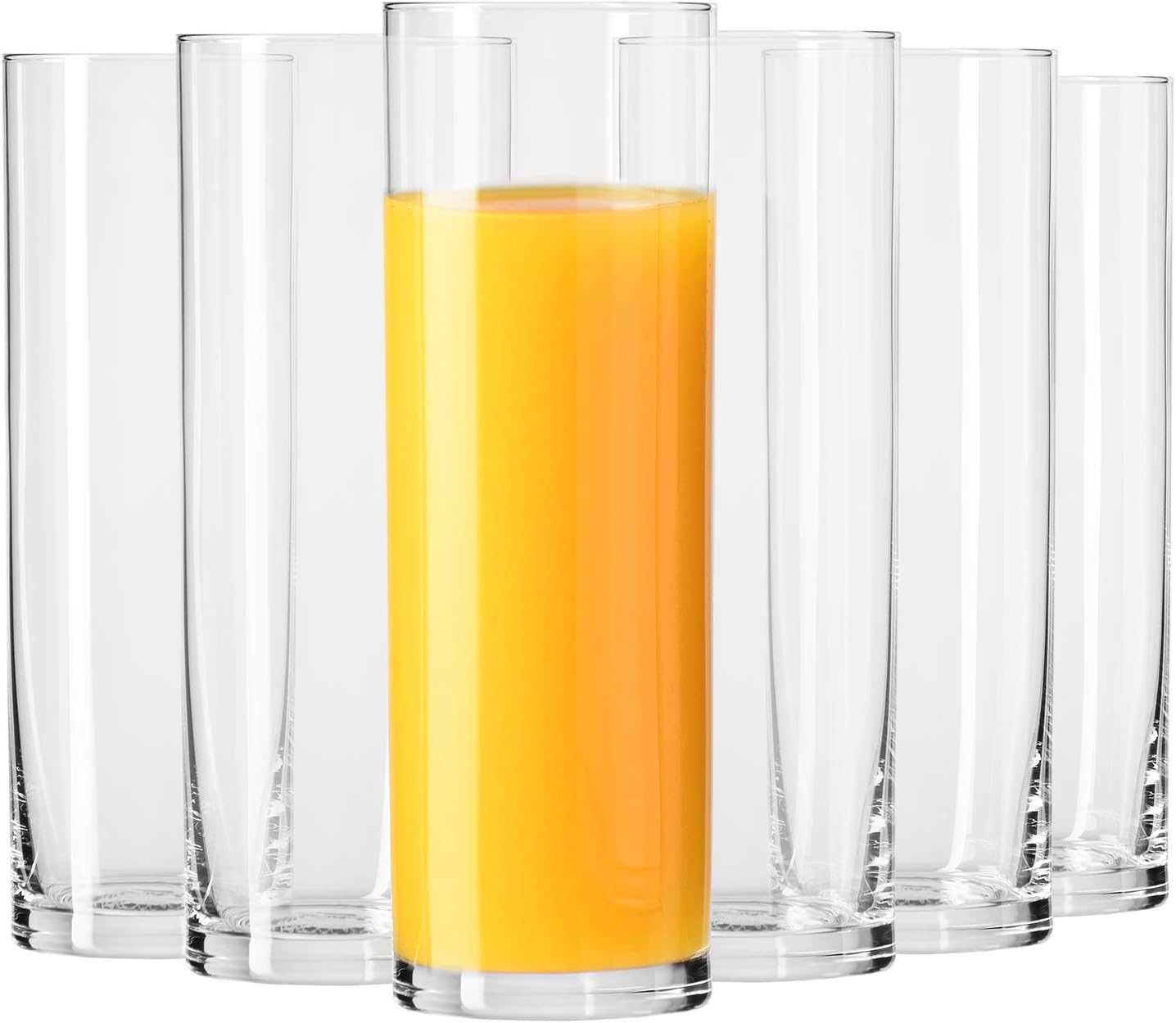 Krosno 6pc Tall Highball Glasses Set, 6.8oz, Pure Collection, Everyday Use, Dishwasher Safe