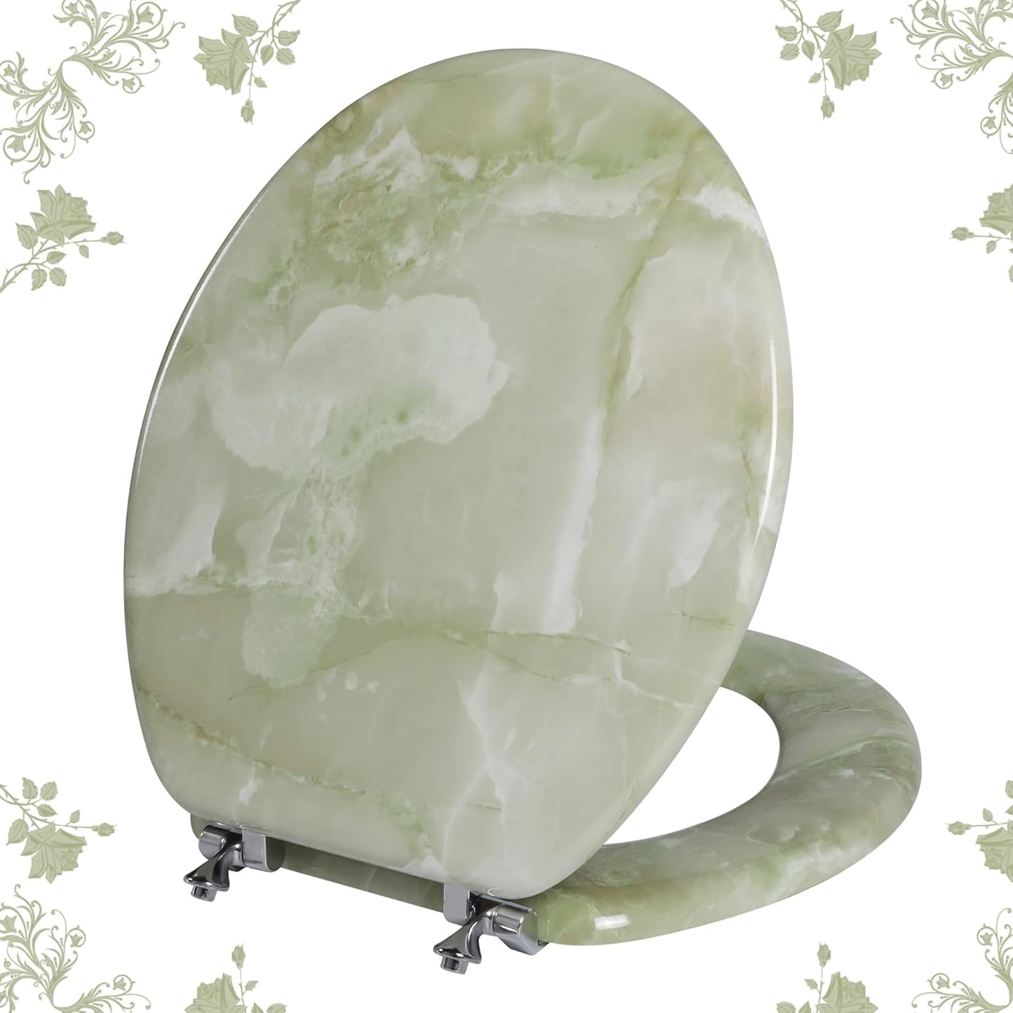 Round Toilet Seat Natural Wood with Zinc Alloy Hinges for Style