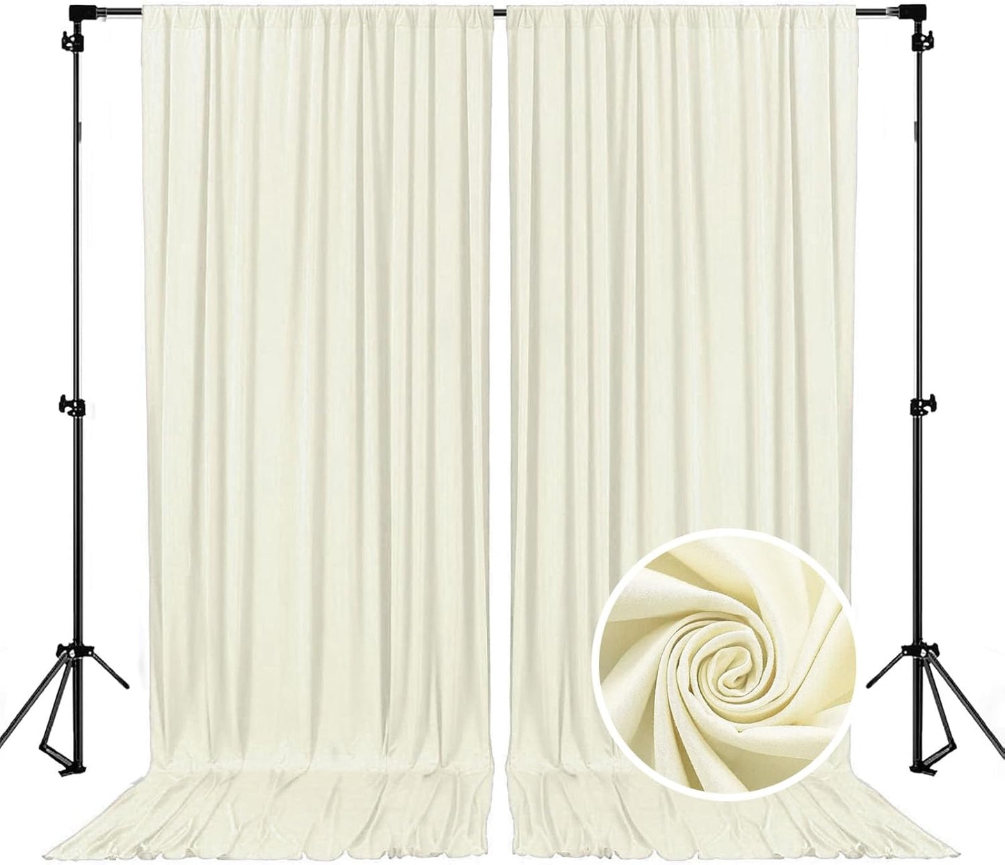 ZEBMOON 10x7 Ivory Backdrop Curtain Set - Festive Party Decor