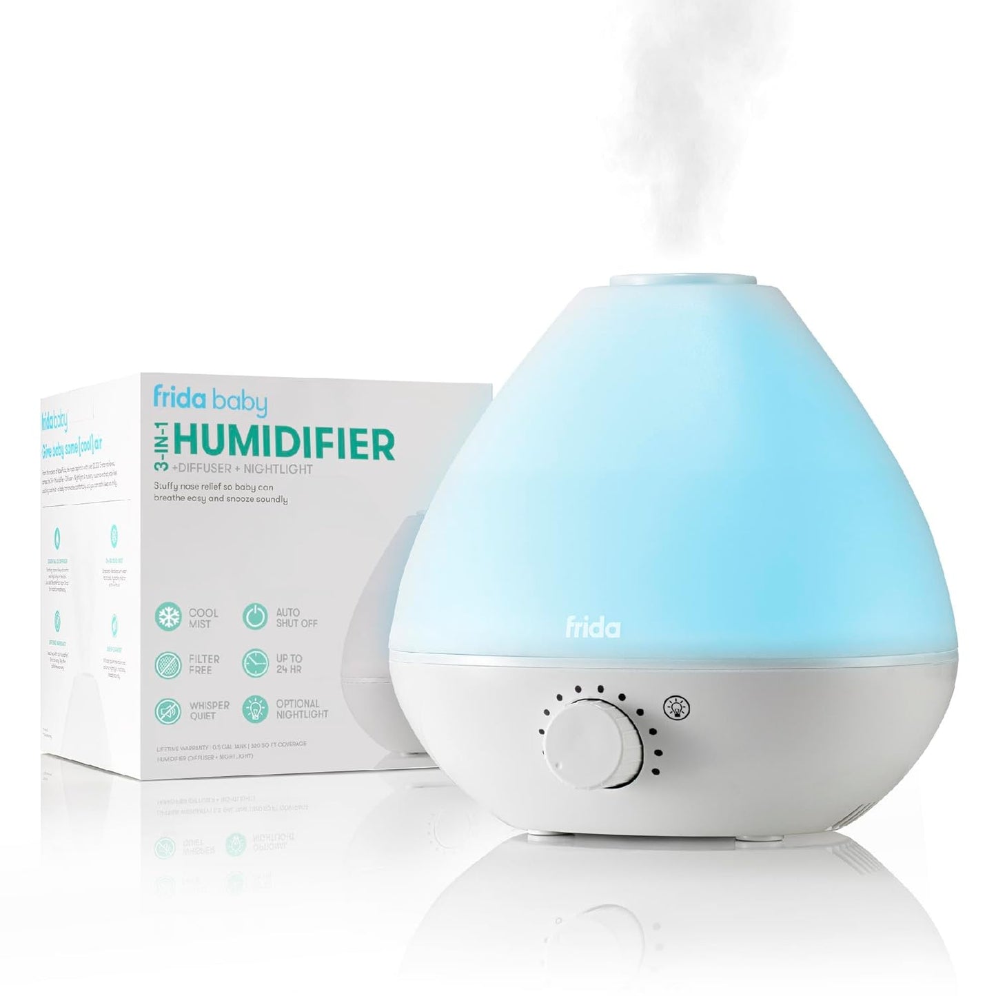 Frida Baby 3-in-1 Cool Mist Humidifier: Quiet, 24hr Run Time