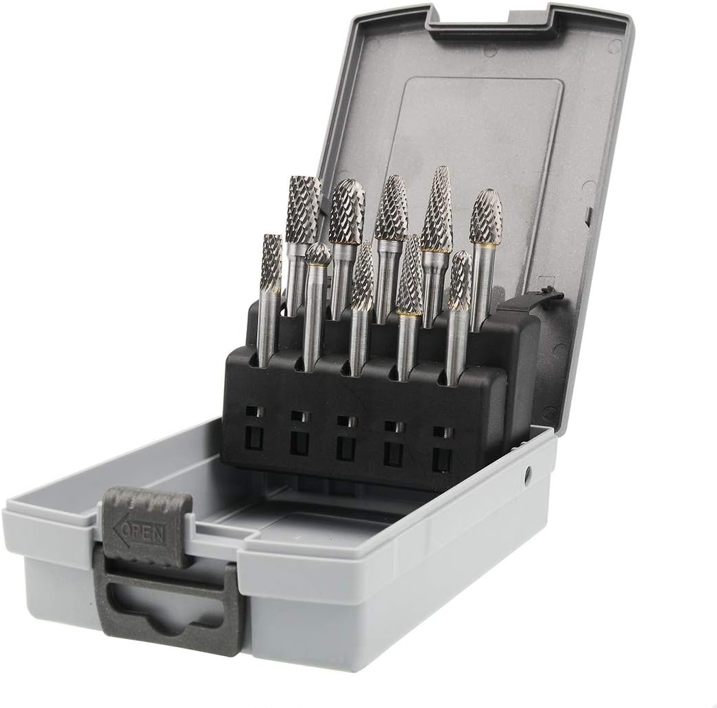 Carbide Burrs Set for Die Grinder - 10pcs Double Cut Rotary Tools