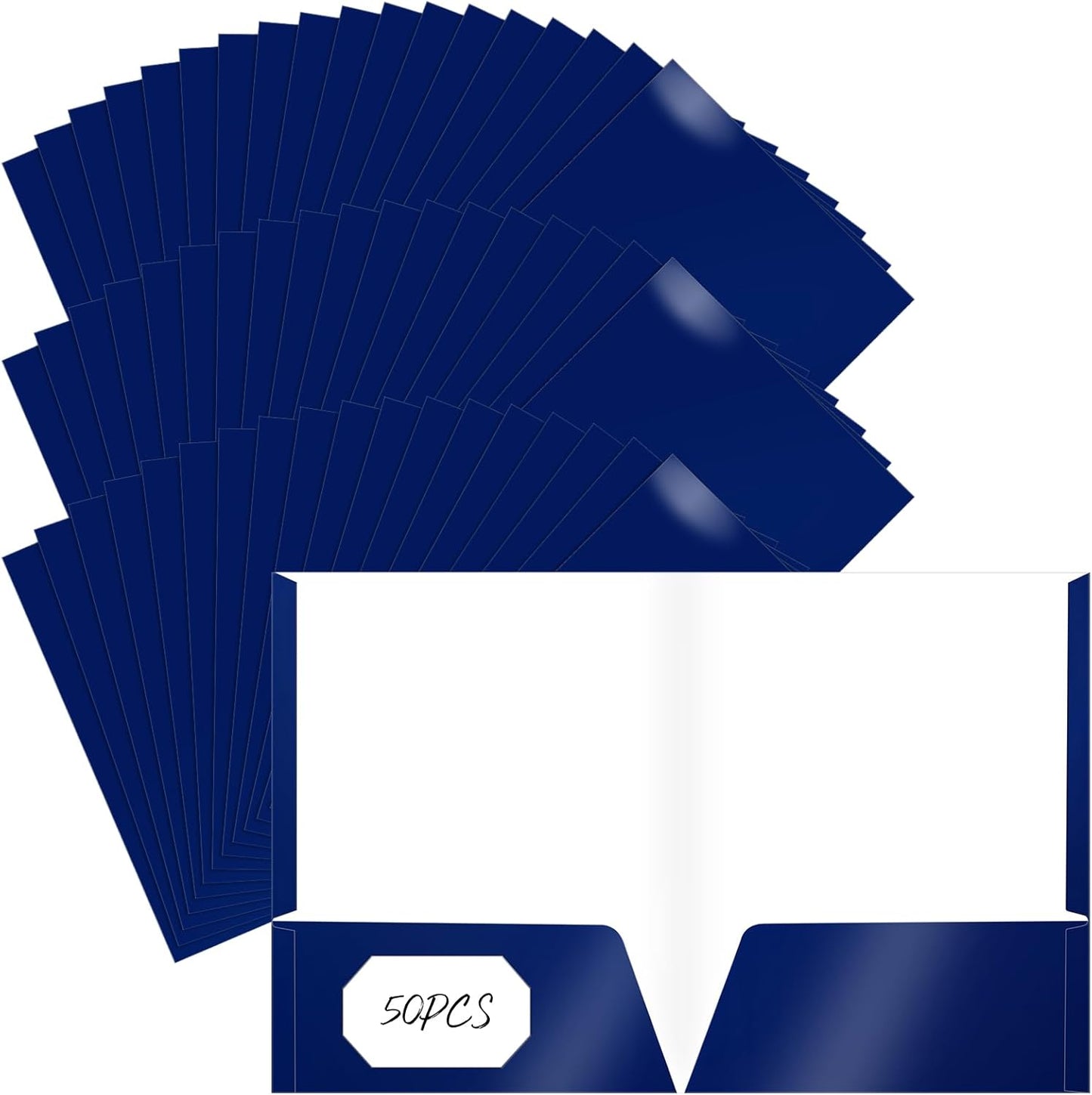 Jutom 50 Pcs 2 Pocket Glossy Paper Folders for Office Use