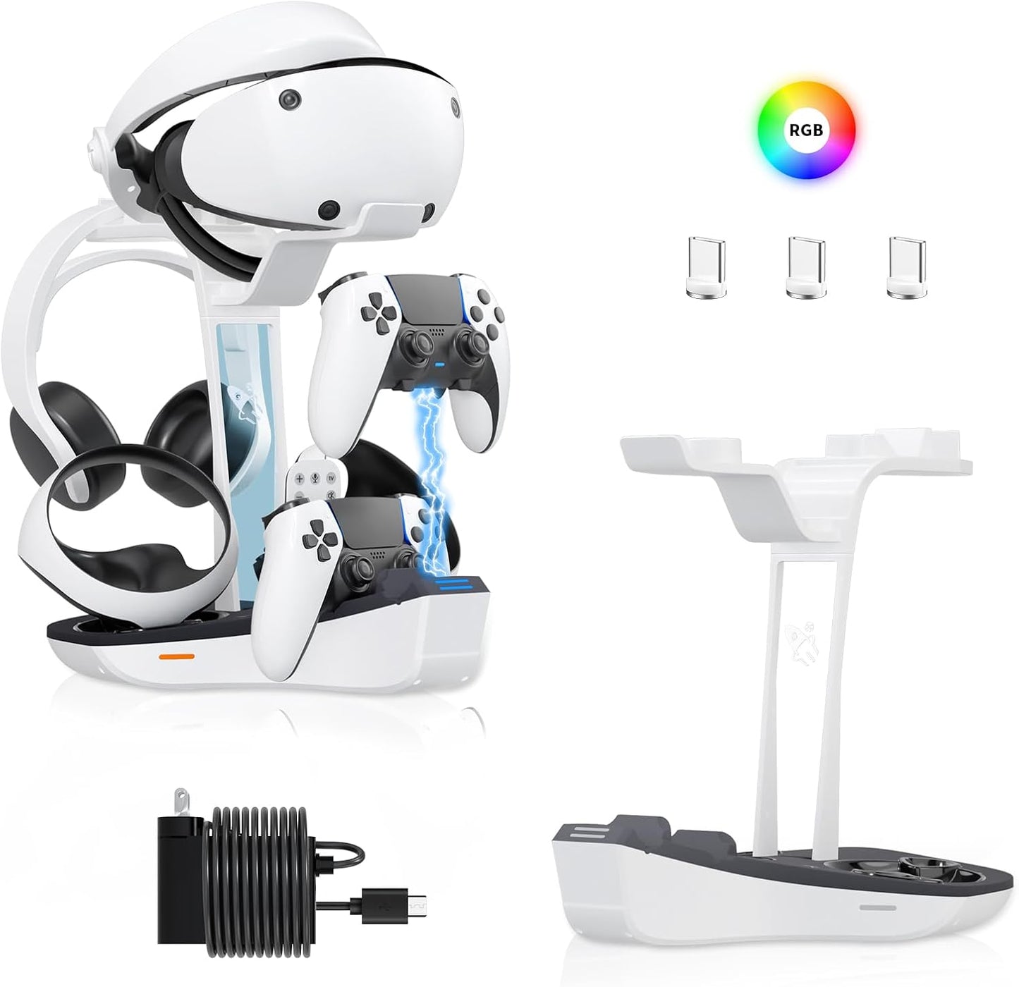 Dual Charging Station for PS5 and VR2 Controllers - 4-In-1 Dock