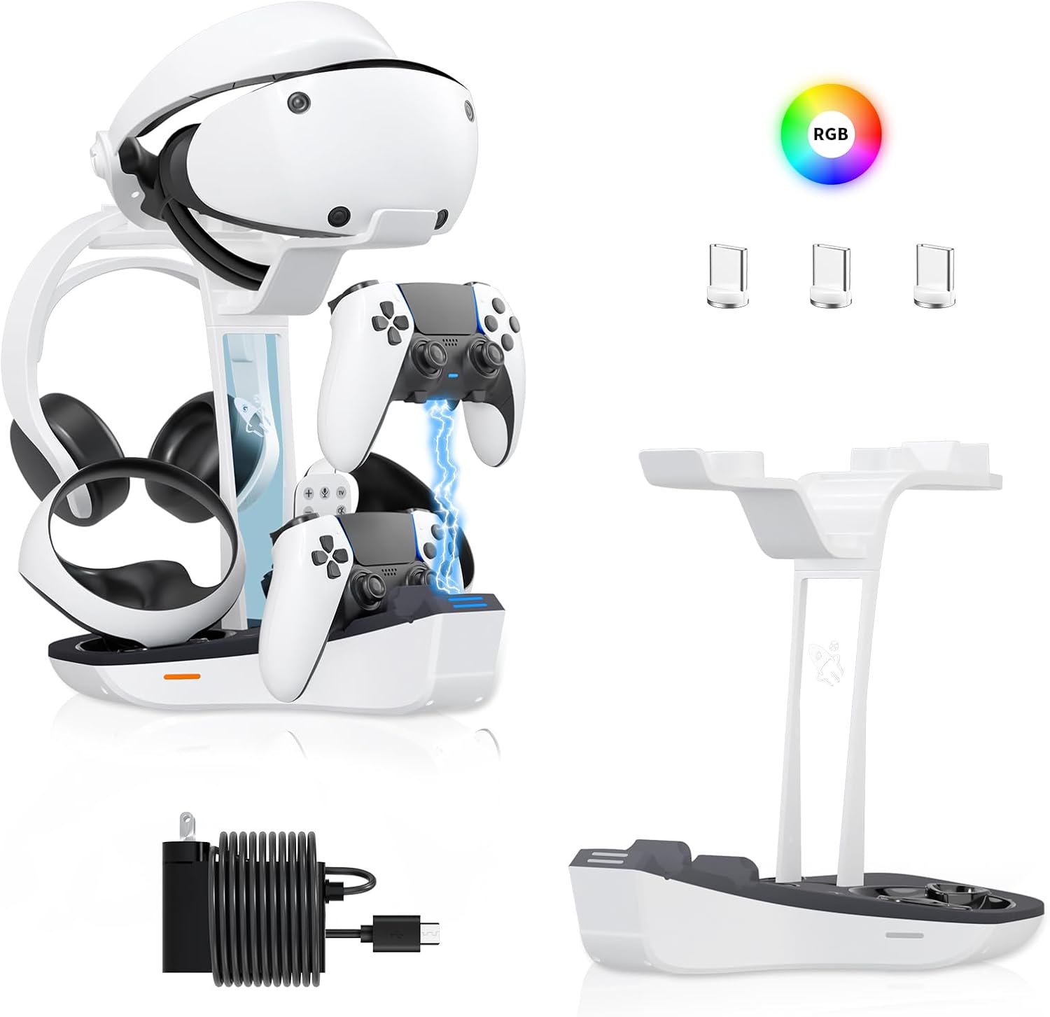 Dual Charging Station for PS5 and VR2 Controllers - 4-In-1 Dock