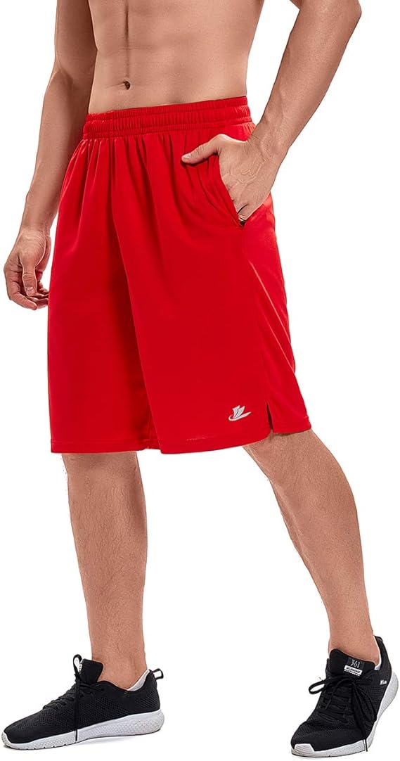 DEVOROPA Men's Athletic Basketball Shorts with Zipper Pockets