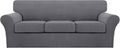 Turquoize 4 Piece Sofa Covers for 3 Cushion Couch - Soft Charcoal Gray