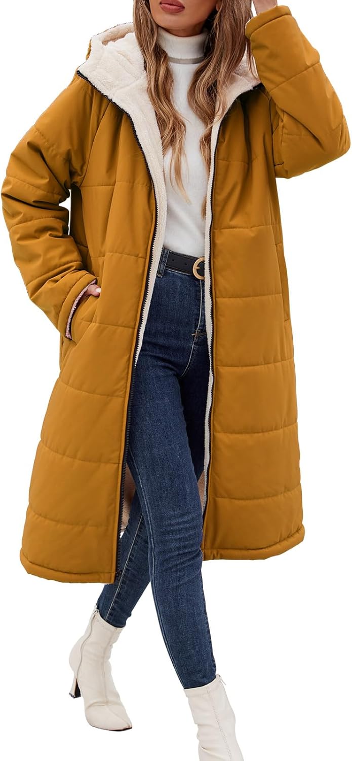 Women Winter Coats Fleece Long Jackets Oversized Warm Down