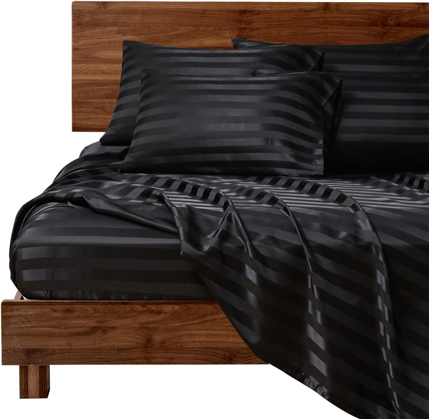 MR&HM Satin Bed Sheets Set for King Size with Deep Pocket