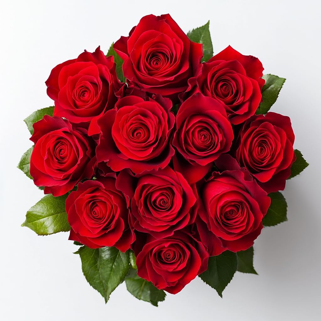 GlobalRose 12 Red Roses Bouquet for Special Occasions and Gifts
