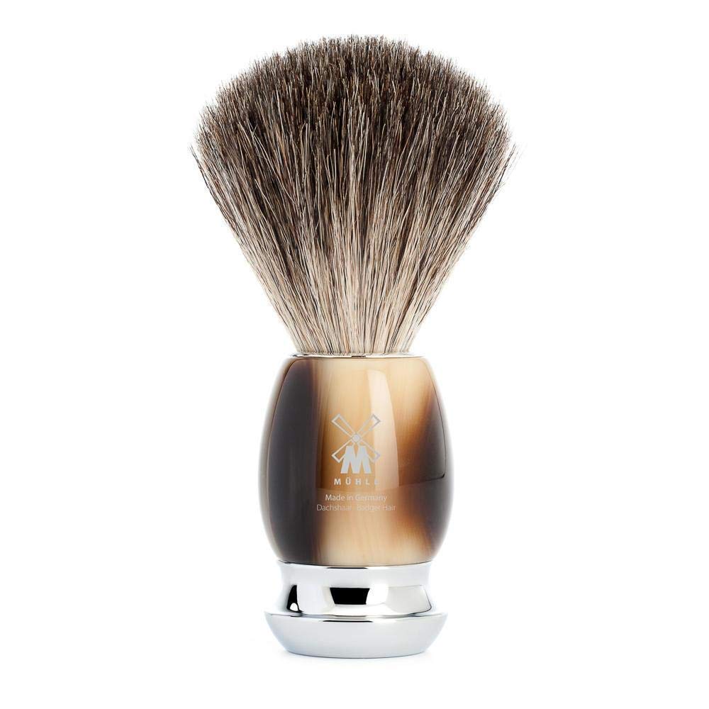 MUHLE VIVO Brown Horn Pure Badger Shaving Brush for Luxury Shaving