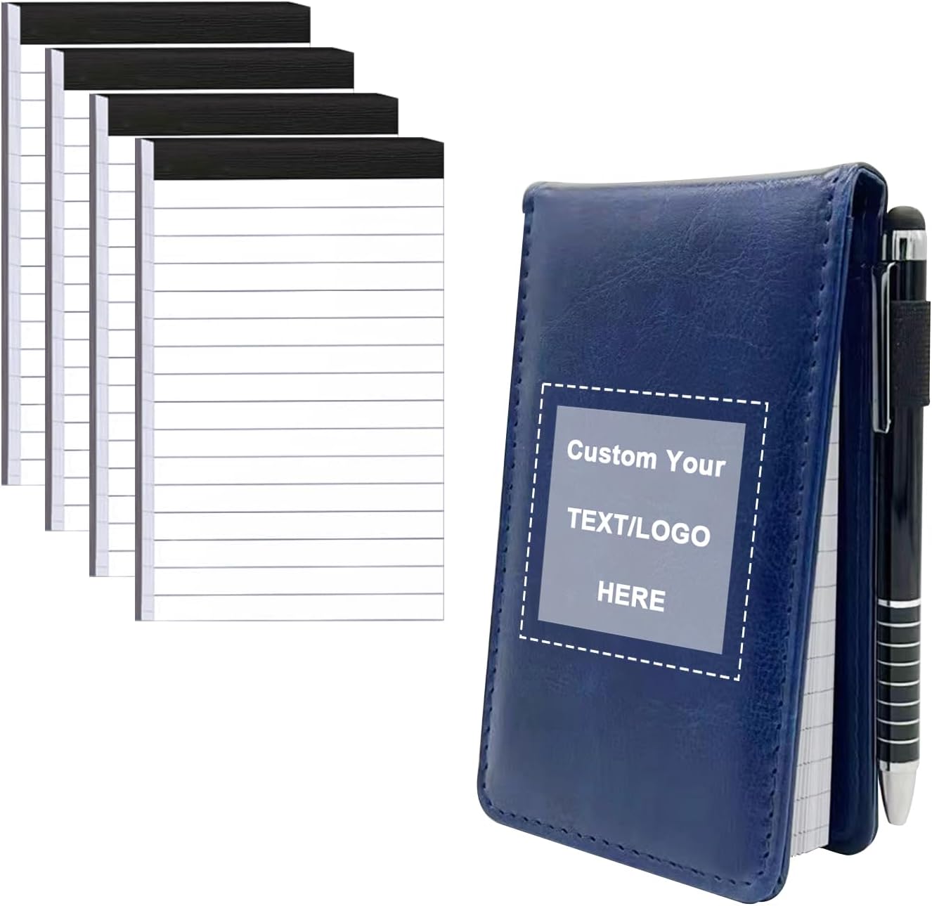AGDUKE Personalized Mini Notepad Set | Custom Logo | Refillable | Rotating Pen | A7 Size