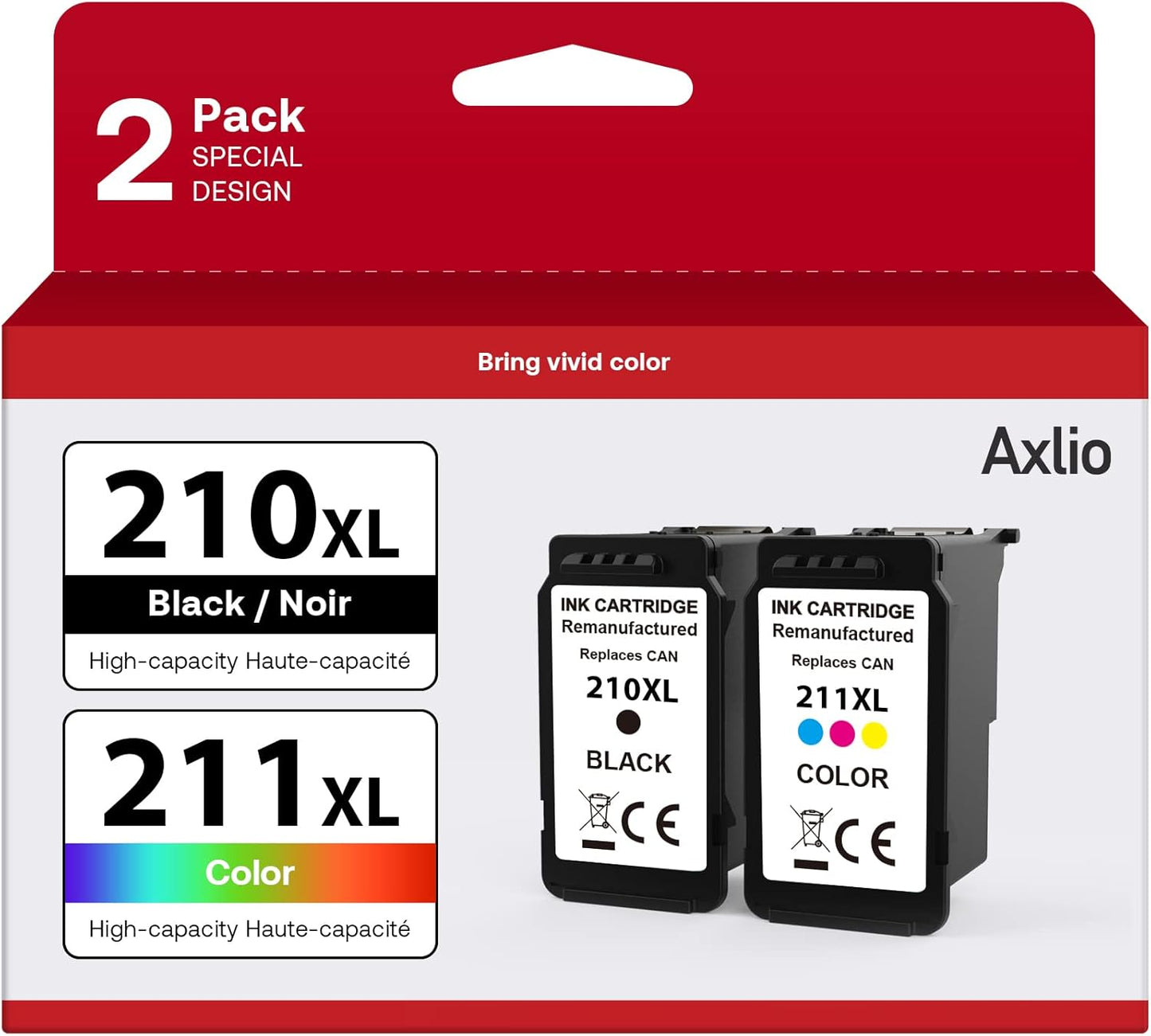 PG-210XL/CL-211XL Ink Cartridges for Canon Printers - 2 Pack