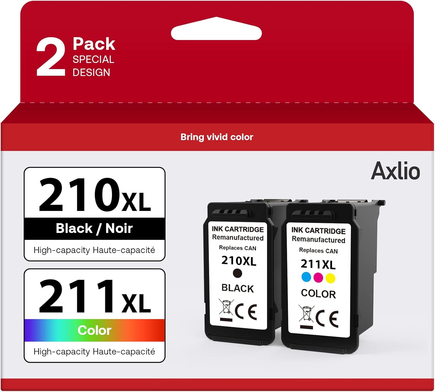 PG-210XL/CL-211XL Ink Cartridges for Canon Printers - 2 Pack