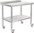Stainless Steel Prep & Work Table 24 x 36 with Casters - NSF Certified