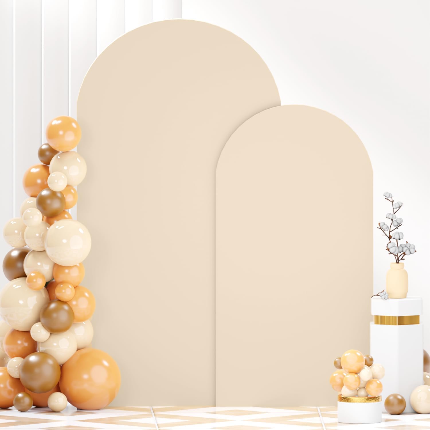 Beige Spandex Arch Cover Set of 2 for Stunning Event Decor