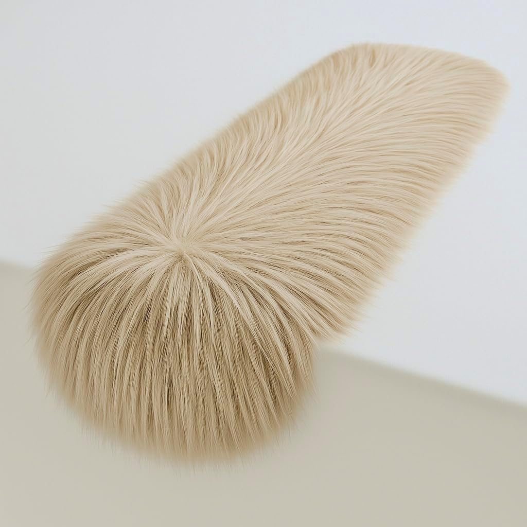 Luxurious Beige Faux Fur Table Runner for Holiday Decor
