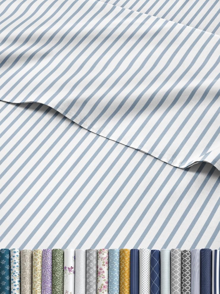 Striped Sheets Set - Blue & White King Size Luxury Bedding