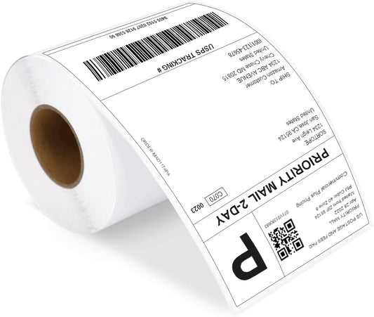 Premium 4x6 Direct Thermal Labels: Water & Grease Resistant, Compatible with Rollo Printer