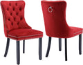 Burgundy Velvet Dining Chairs Set of 2 - Tufted Comfort for Dining