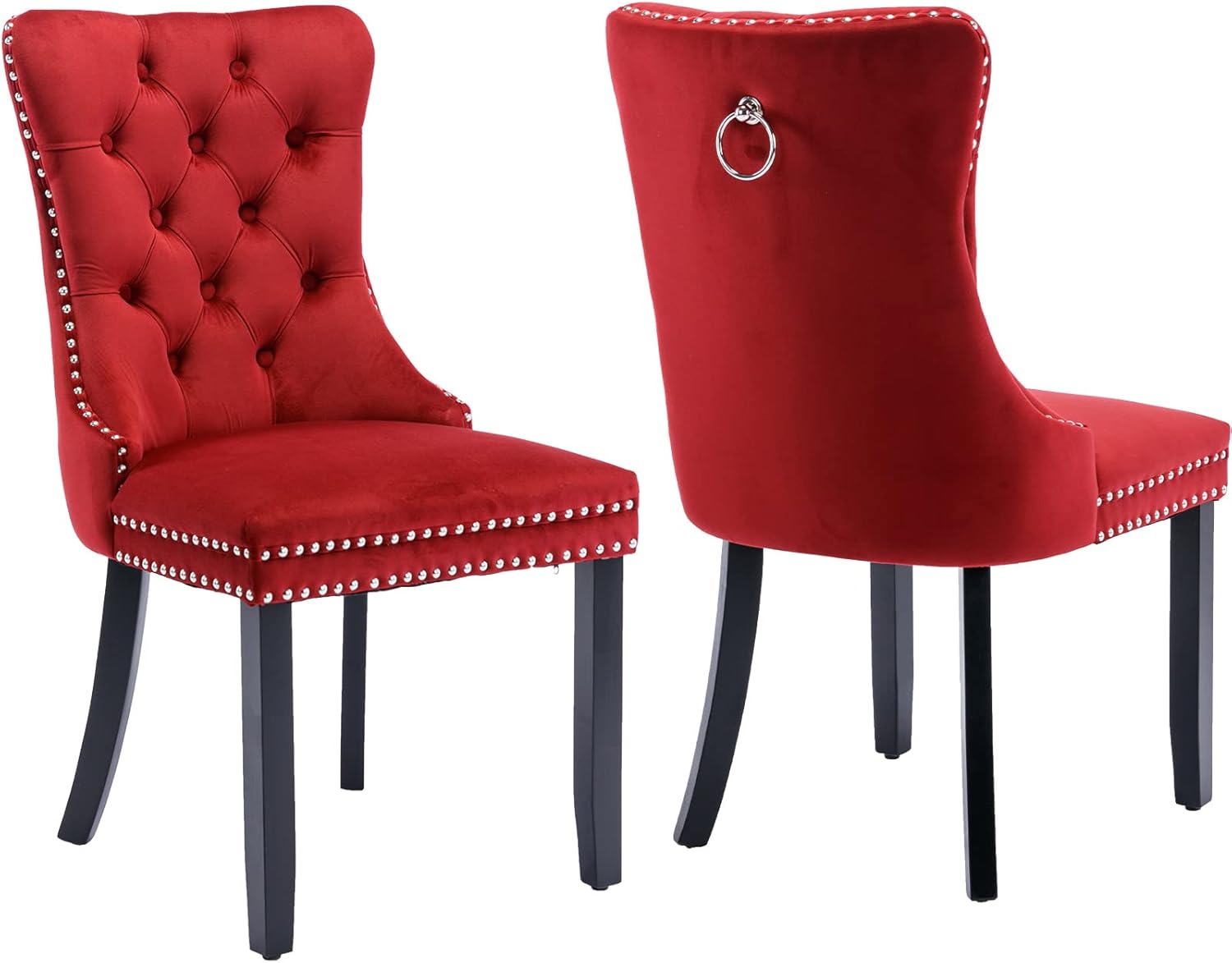 Burgundy Velvet Dining Chairs Set of 2 for Stylish Dining