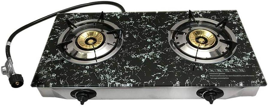 28in x 17in Propane Double Stove with Tempered Glass Cooktop